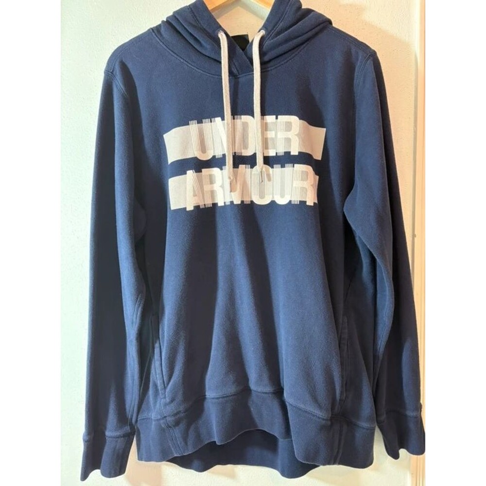 UNDER ARMOUR XL adult long sleeve hoodie sweatshirt blue and white VGUC